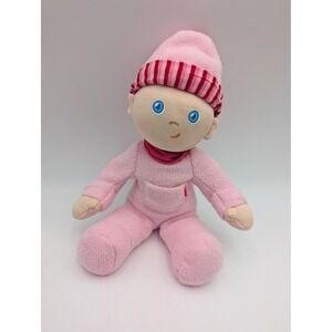 HABA‎ Soft Baby Doll Girl Pink Plush Fleece Striped Hat